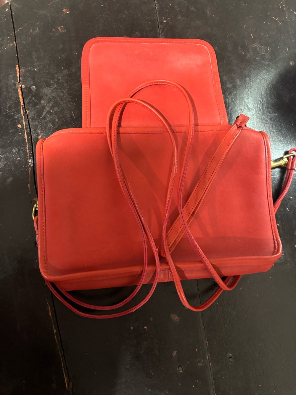 Vintage Coach Red Leather Basic Bag No 0194-958 Crossbody Clutch USA - Picture 9 of 11